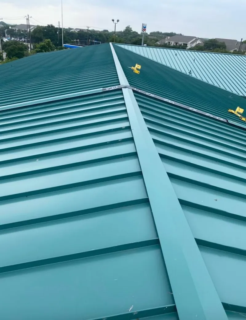 Green commercial metal roof ridge and valley for Metal Roof Repair in Westmont